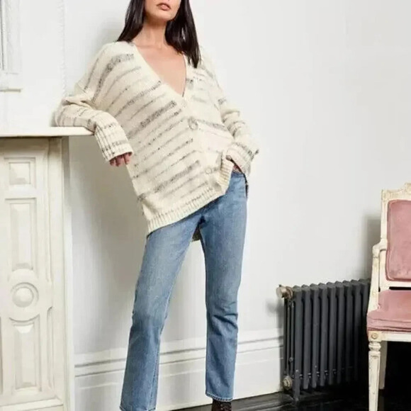 NWT La Ligne Melange Martha Oversize Cardigan Size S Cream - Picture 1 of 13
